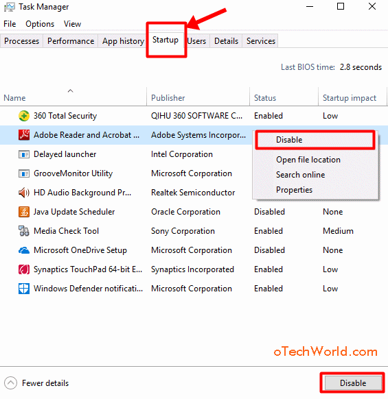 How To Disable Startup Programs In Windows 10 oTechWorld