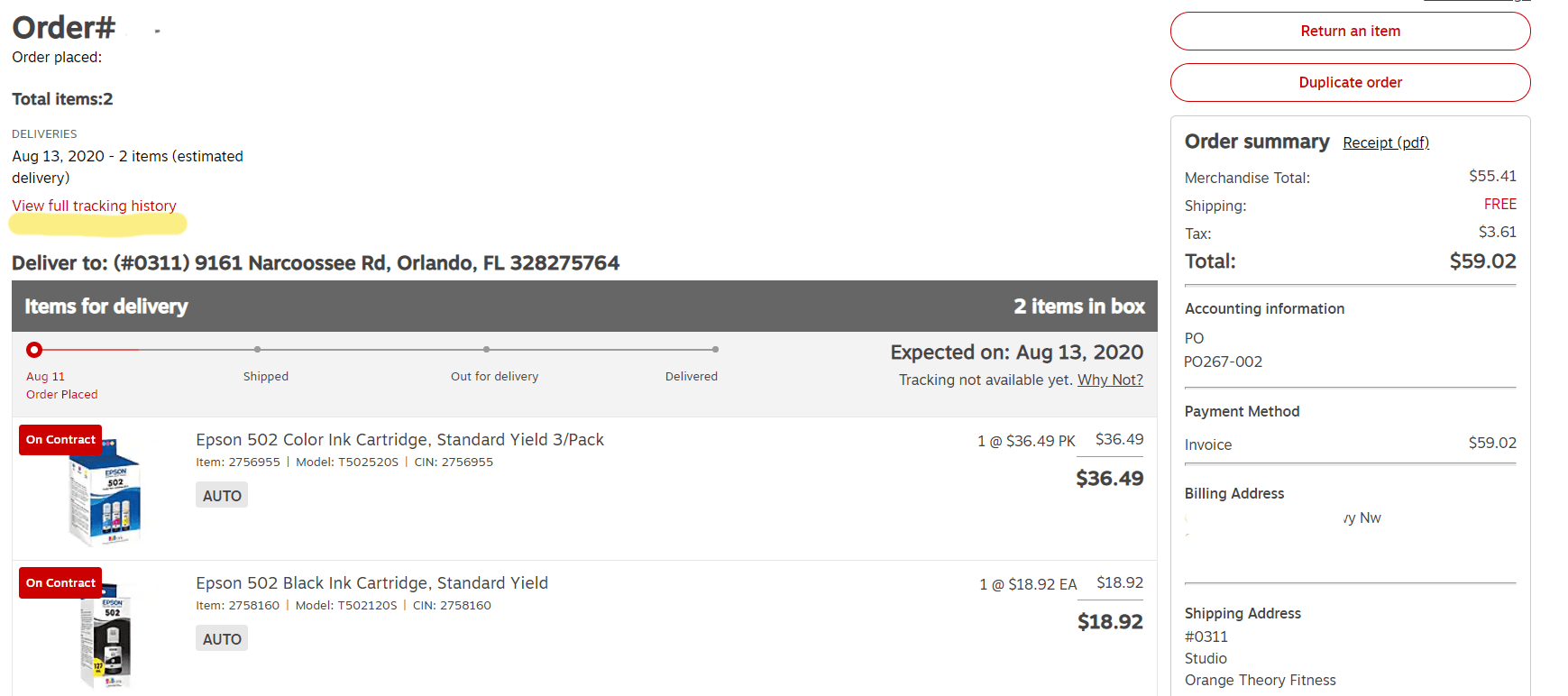How do I check order status & tracking for products ordered from