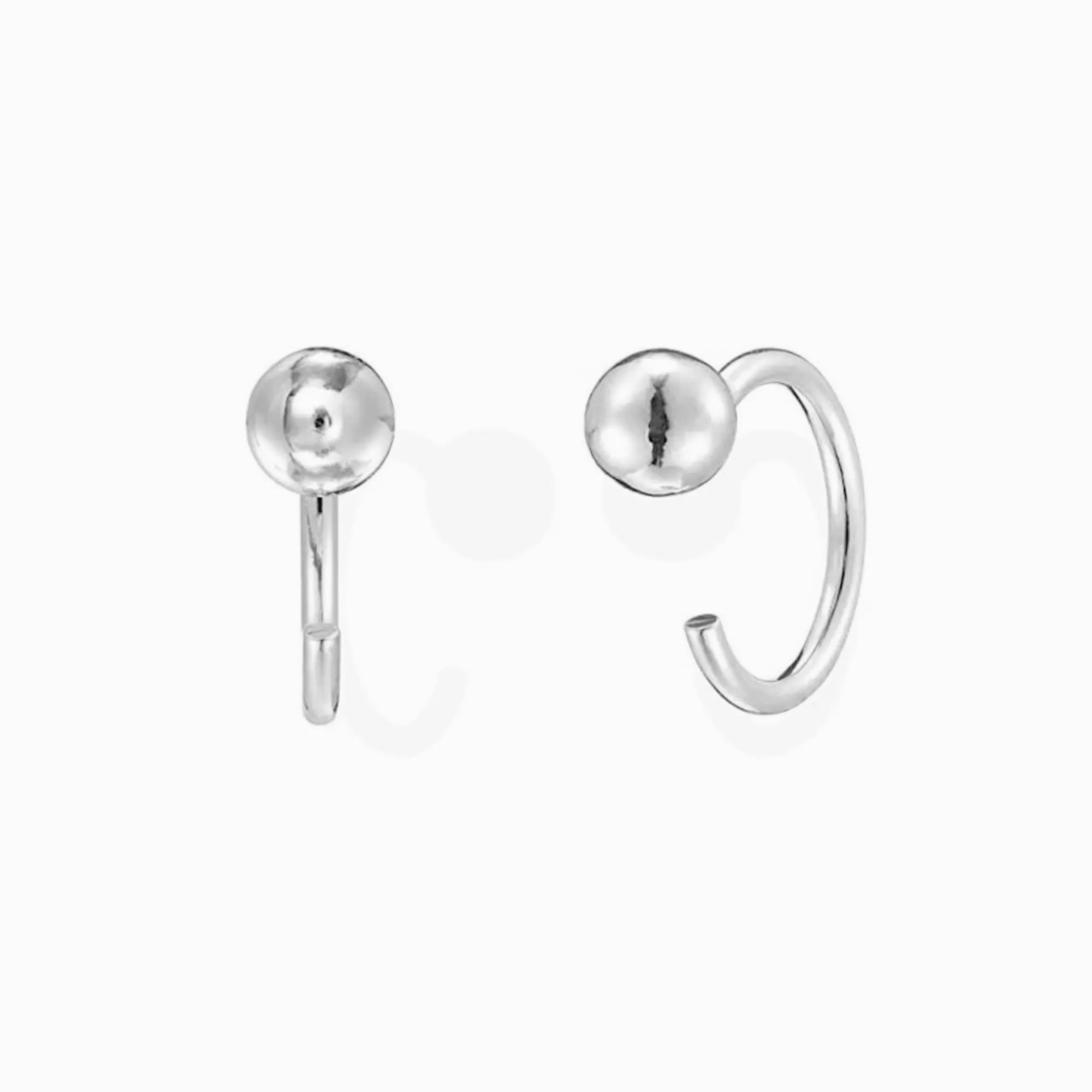 BALL OPEN HUGGIE SILVER EARRINGS•S925 OtheliaJWS
