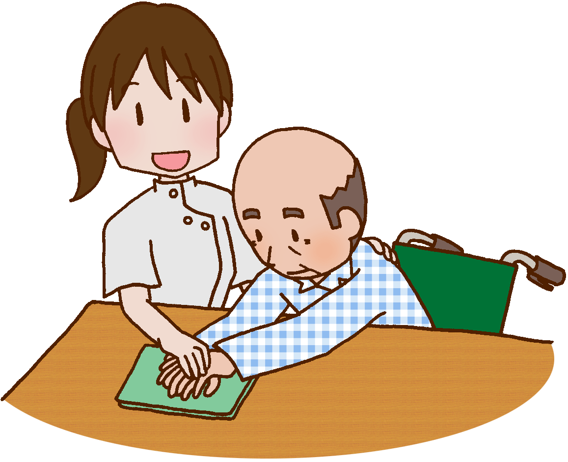 リハビリをする男性とスタッフのイラスト かわいいフリー素材集 いらすとや いろいろ 麻痺 イラスト 130003麻痺 いらすとや