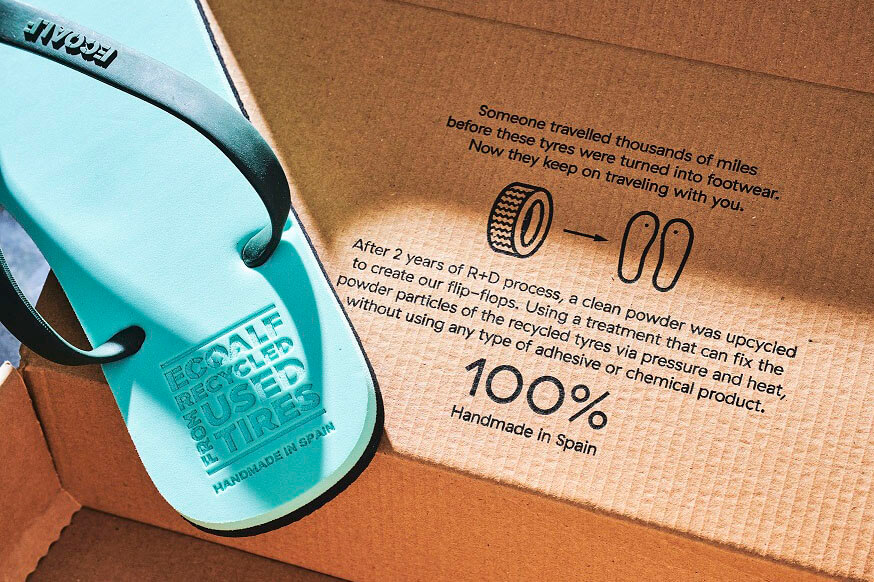 From the Spanish brand " ECOALF " comes a pair of pop flip flops made