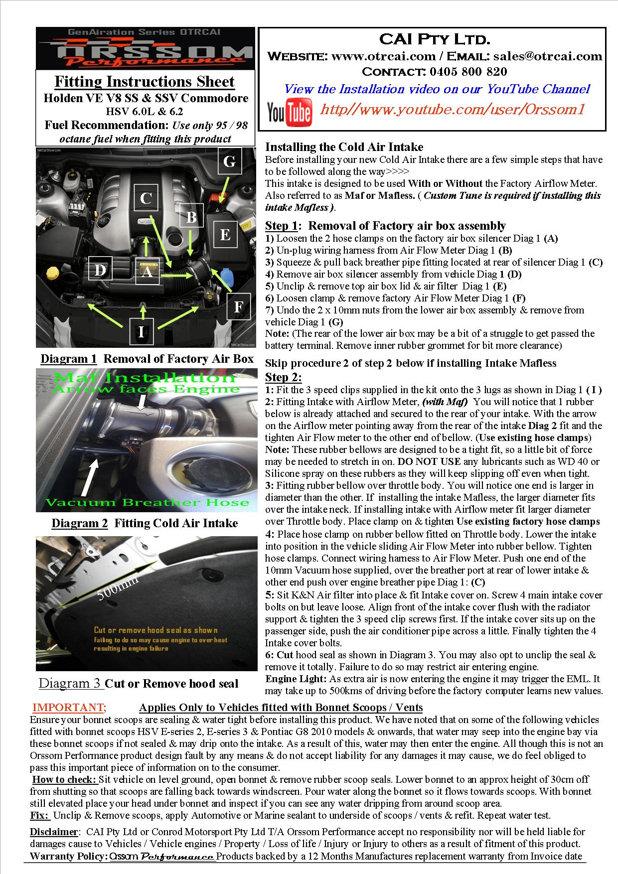 Fitting Instructions CAI Pty Ltd