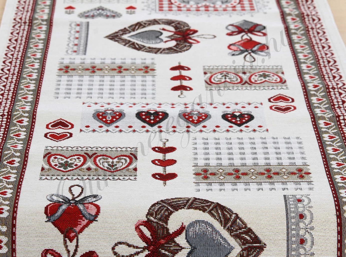 Piros mintás karácsonyi futó 45x140 Lakberendezési