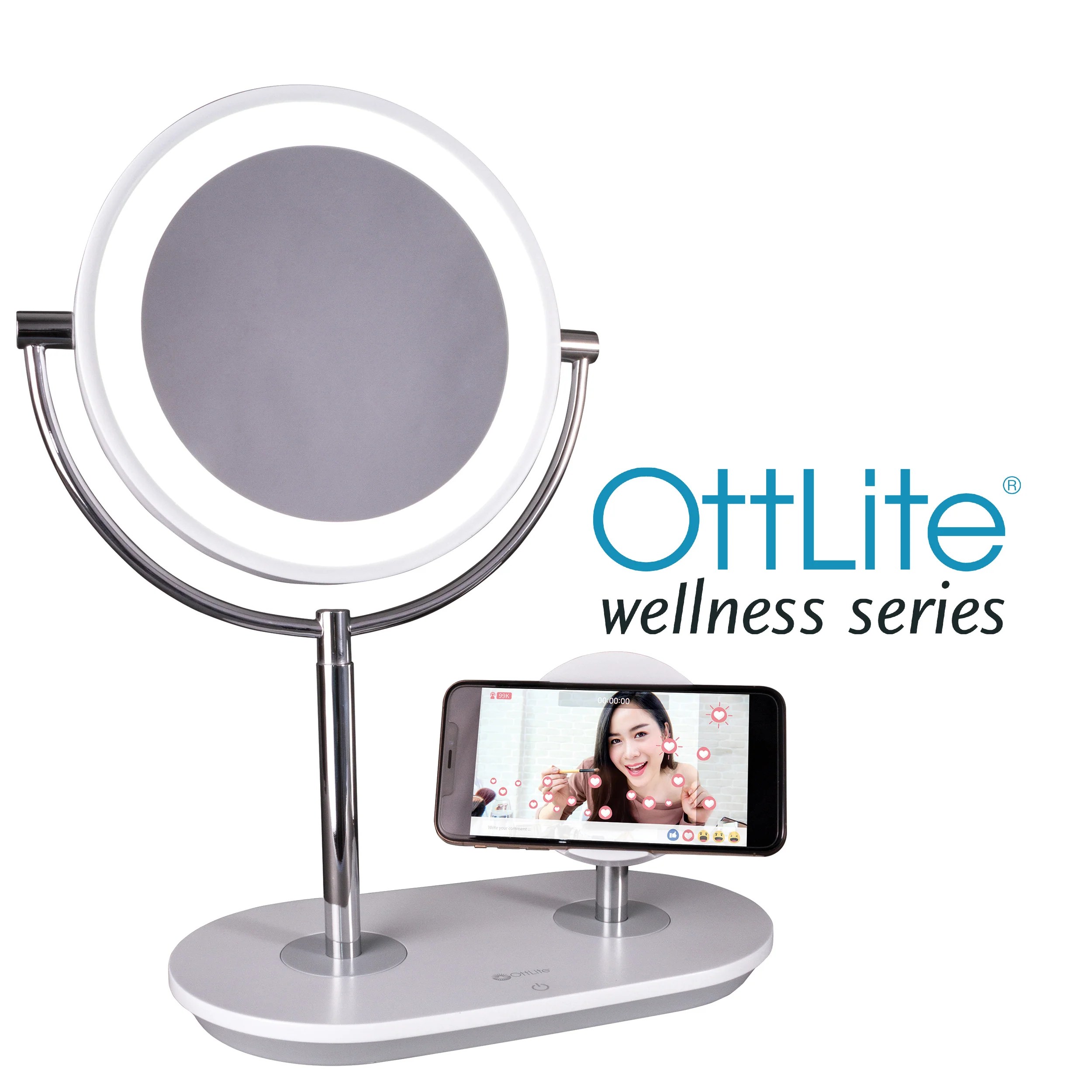 OttLite Wireless Charging Makeup Mirror QiCharging Stand Makeup