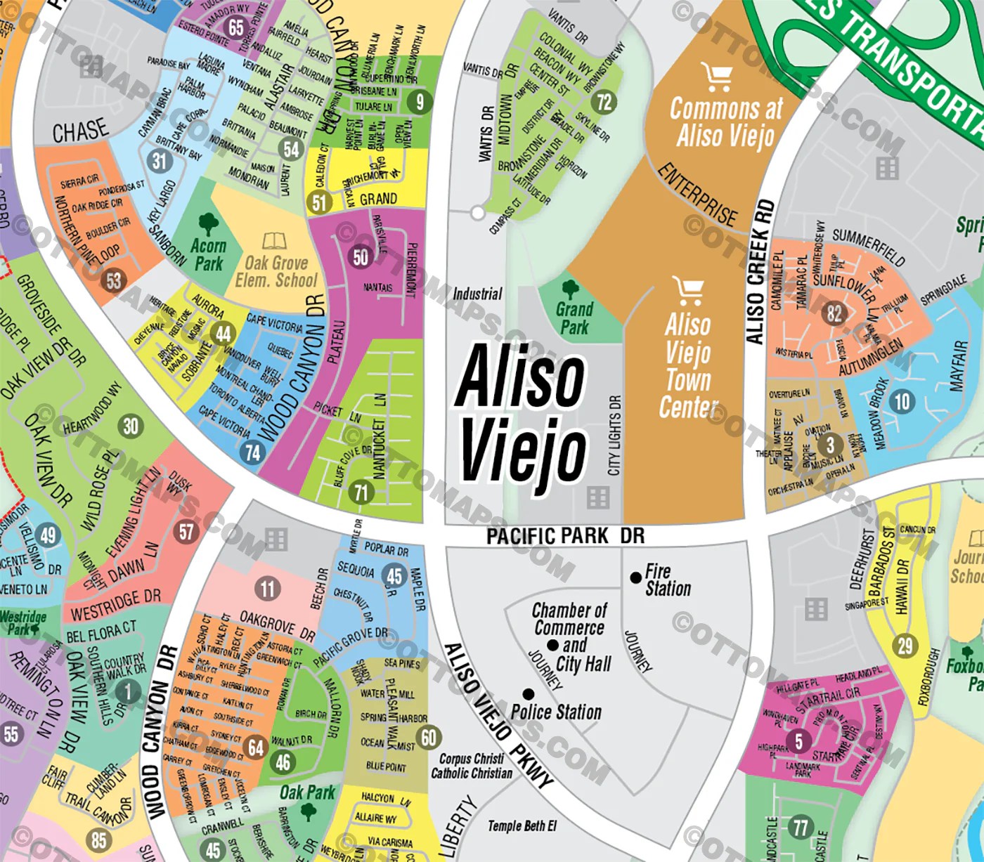 Aliso Viejo Map, Orange County, CA FILES PDF and AI, editable, lay