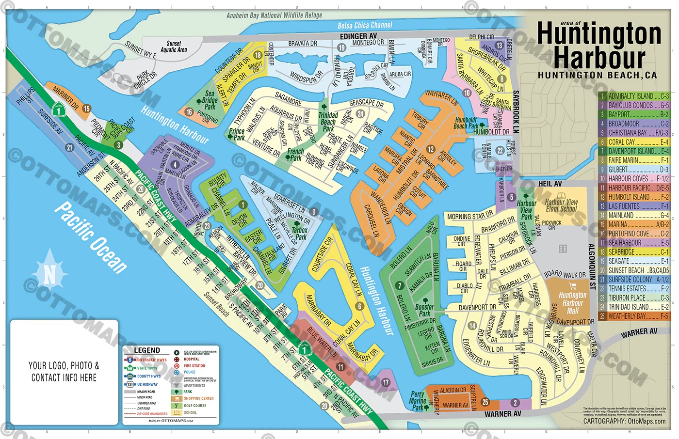 Huntington Harbour Map, Huntington Beach, CA Otto Maps