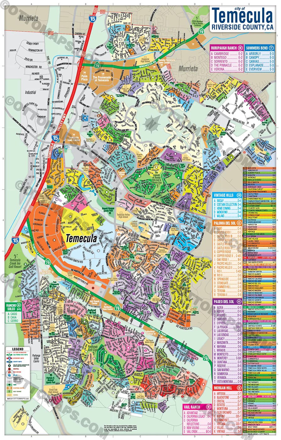 Temecula Map, Riverside County, CA - PDF FILE, AI File, editable 