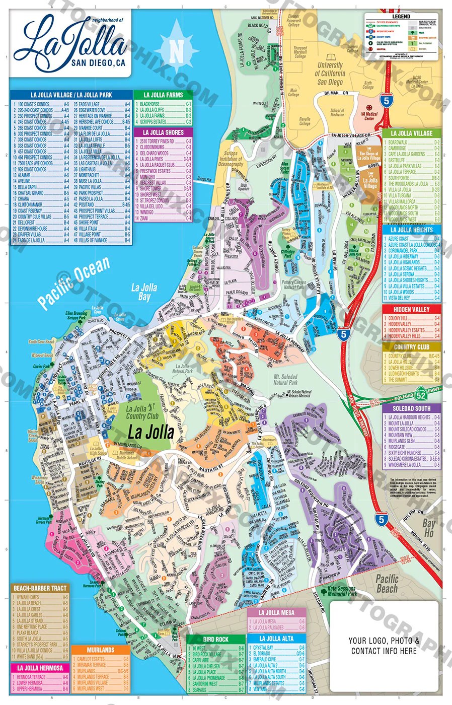 La Jolla Map, San Diego County - Neighborhoods and Subdivisions 