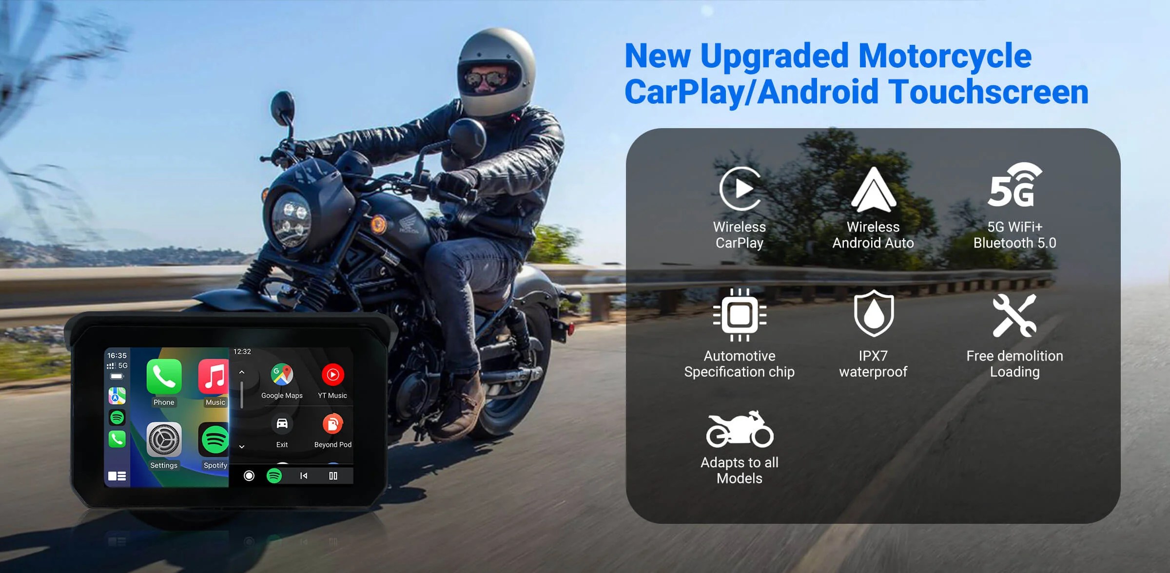 CarPlay Lite C5 SE Portable Motorcycle Wireless CarPlay/Android Auto S