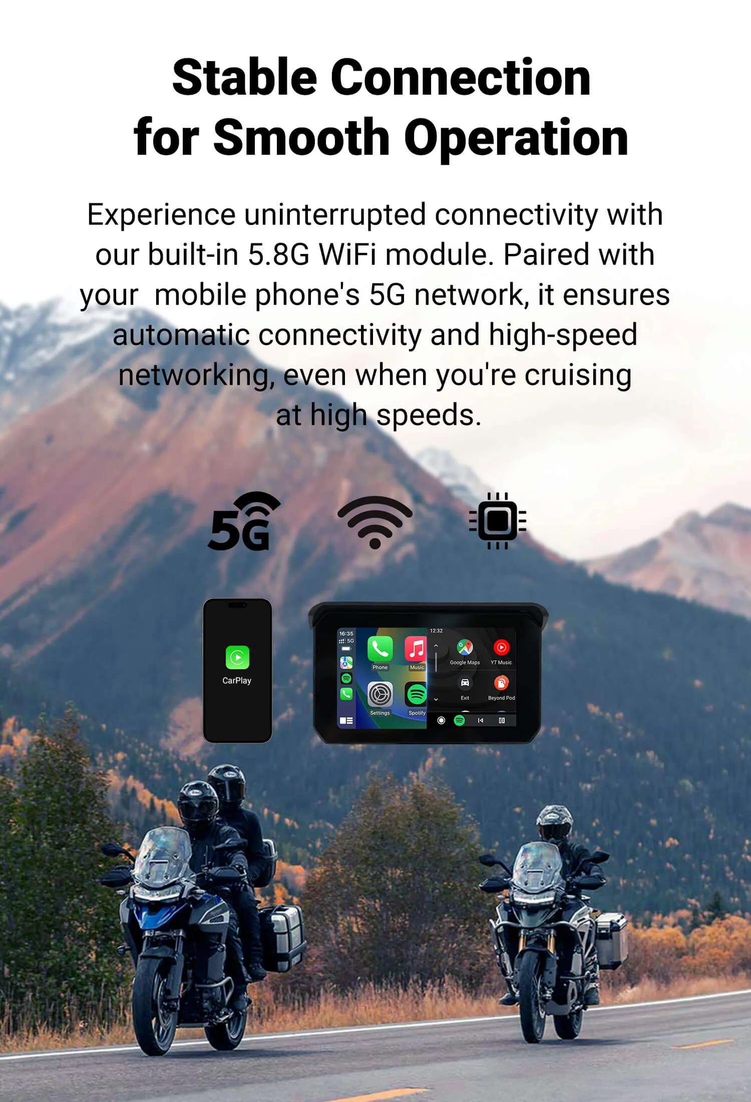 CarPlay Lite C5 SE Portable Motorcycle Wireless CarPlay/Android Auto S