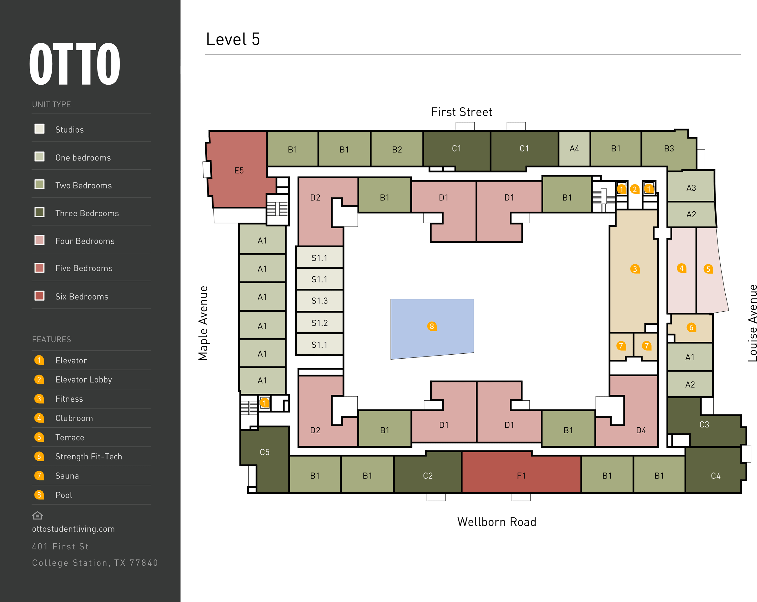 Studio6Bedroom Student Apartments in College Station Otto