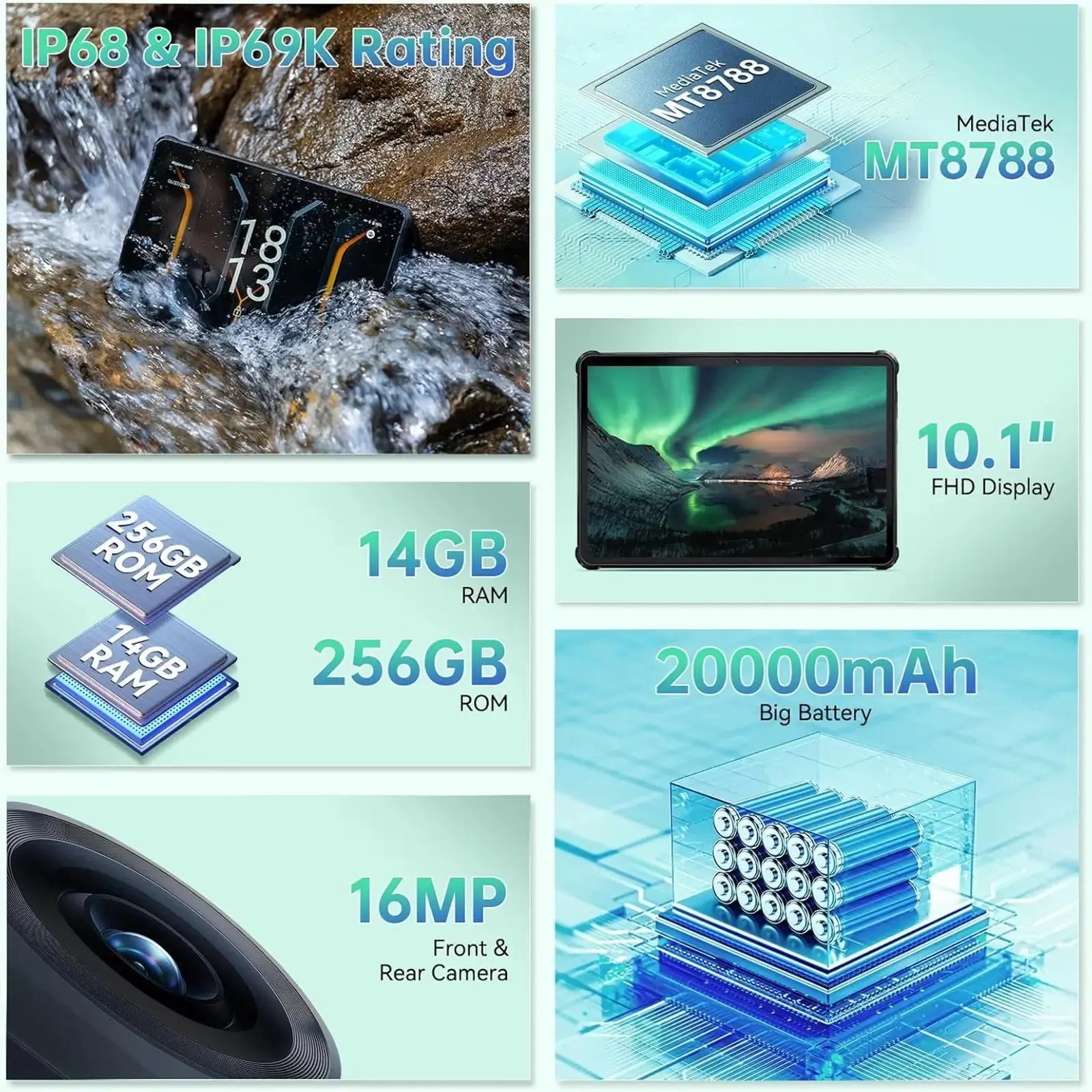 Oukitel RT6 10inch 33W Fast Charge 20000mAh Battery Android 13 Outdoo