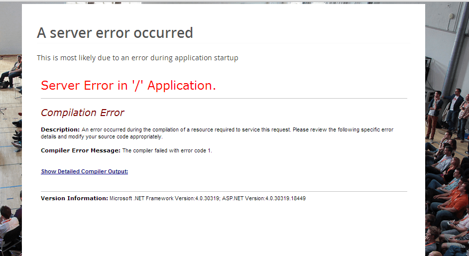 compiler error message the compiler failed with error code 1 Using