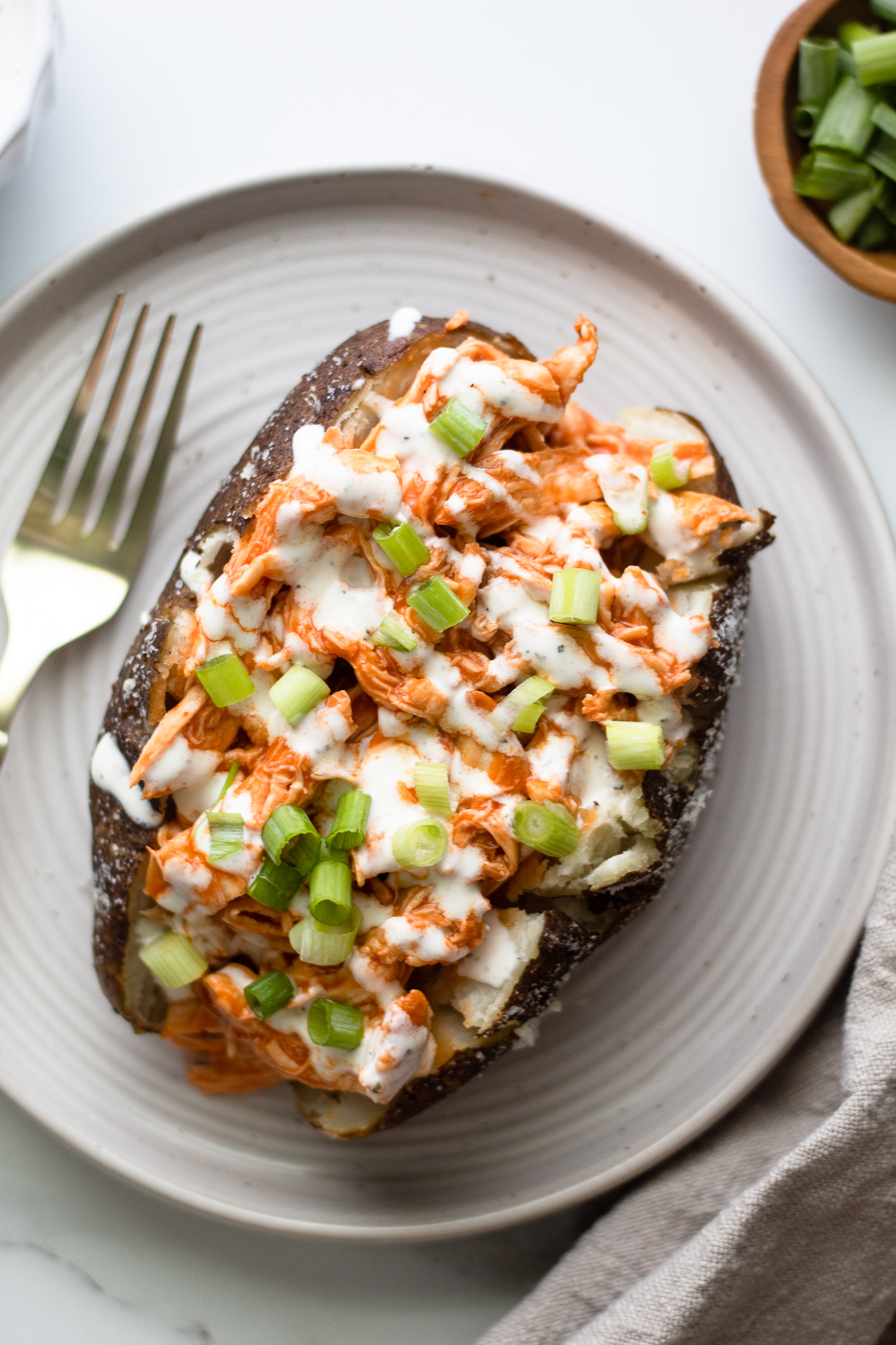 Buffalo Chicken Baked Potatoes Our Balanced Bowl
