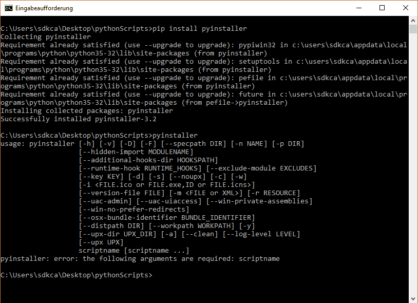How to create an executable (.exe) from a Python script in Windows