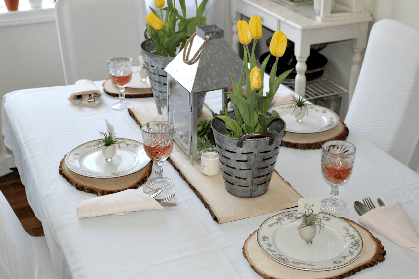 Set A Modern Farmhouse Style Spring Tablescape Our Crafty Mom