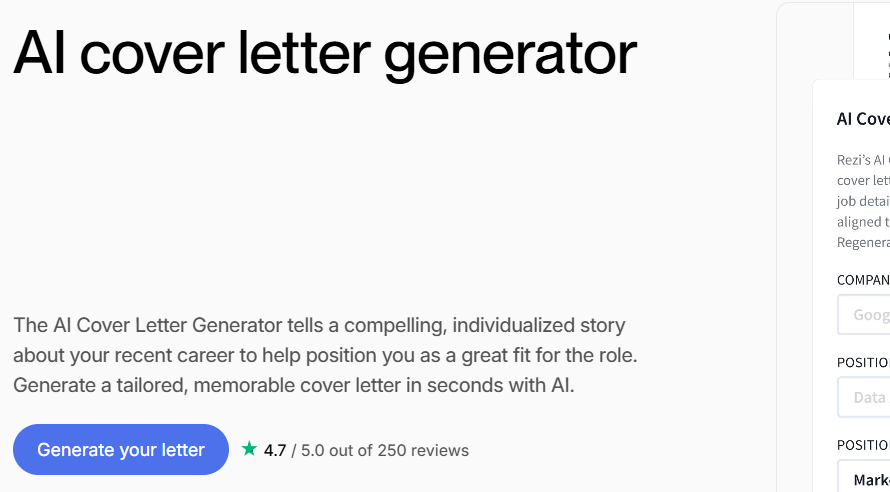 AI tools for writing cover letters