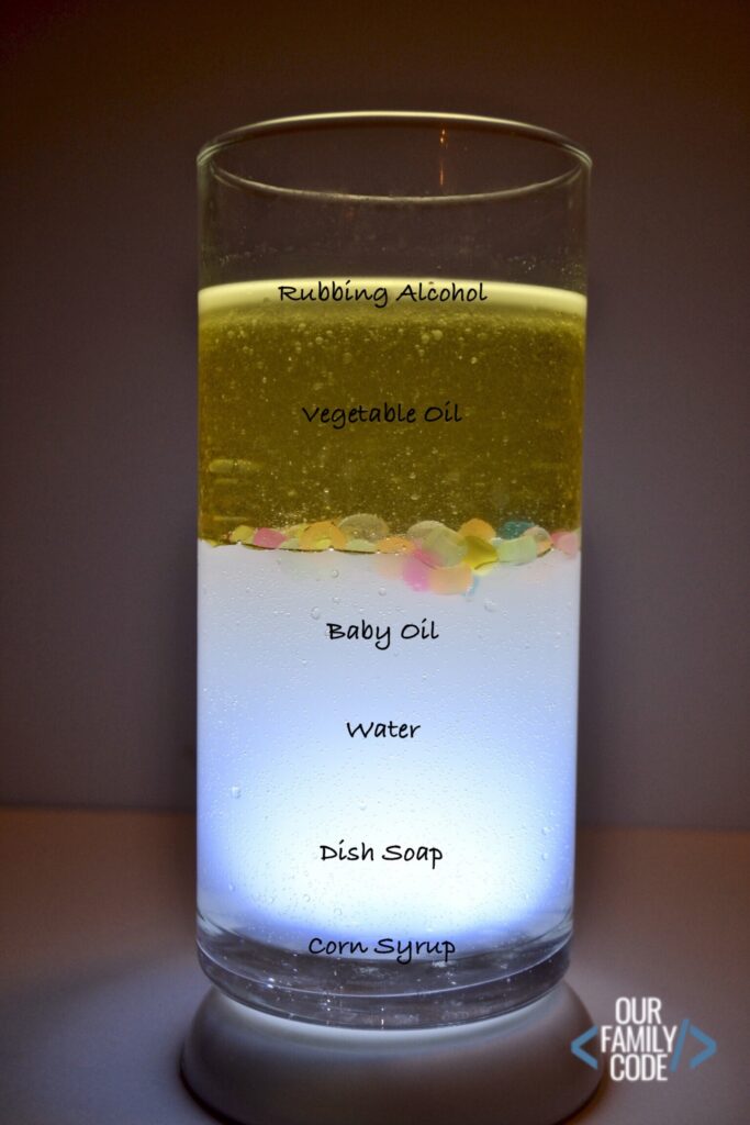 Sensory Bottle Science Density STEAM Activity Our Family Code