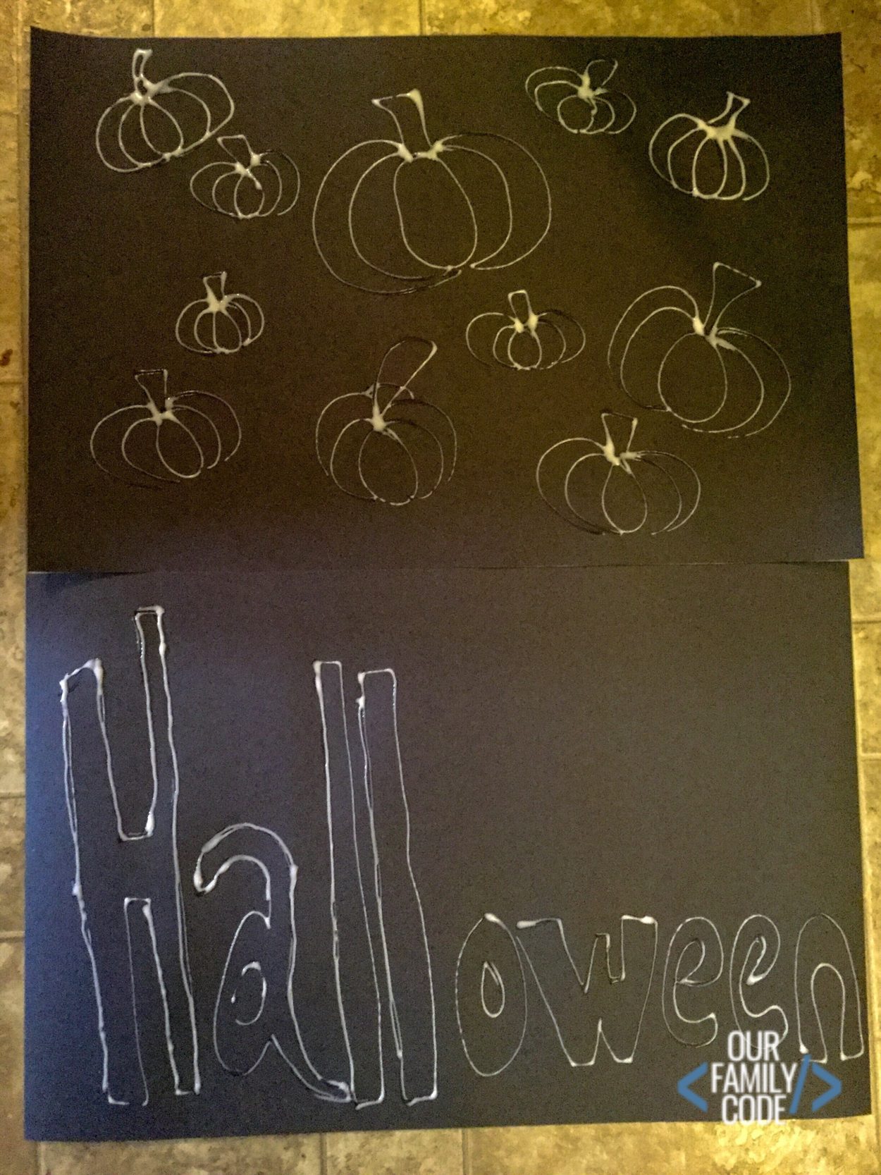 Chalk Pastel Pumpkins Glue Resist Art Activity Our Family Code