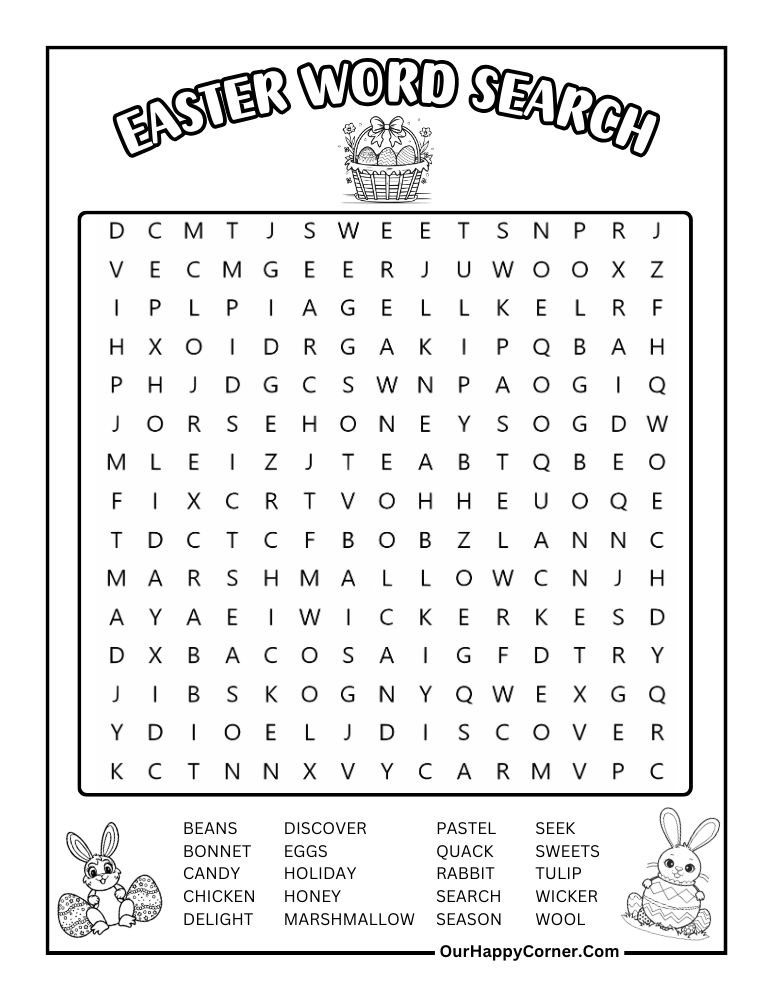 Fun Easter Word Search Puzzles for Kids and Adults - Our Happy Corner