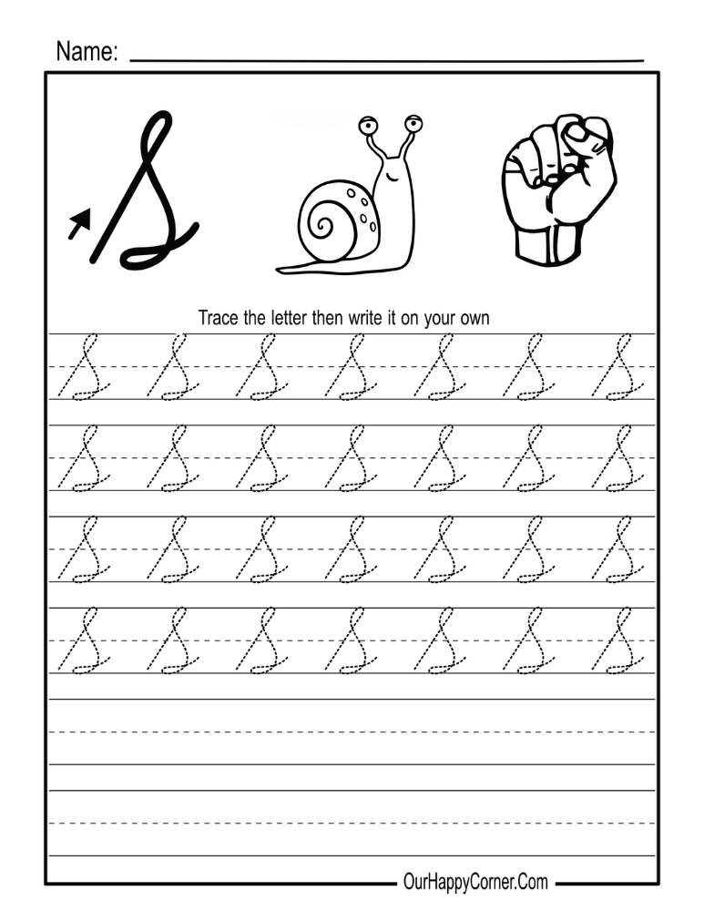 Free Cursive Alphabet Tracing Worksheets - Our Happy Corner