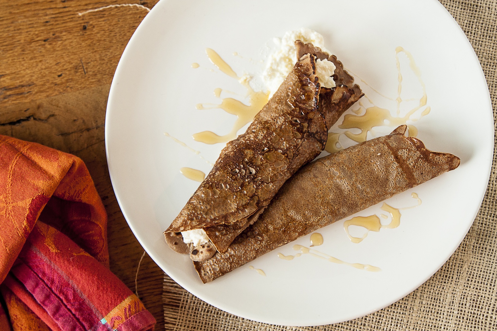 'Cucina Povera' Chestnut Flour Crepes with Fresh Ricotta and Honey