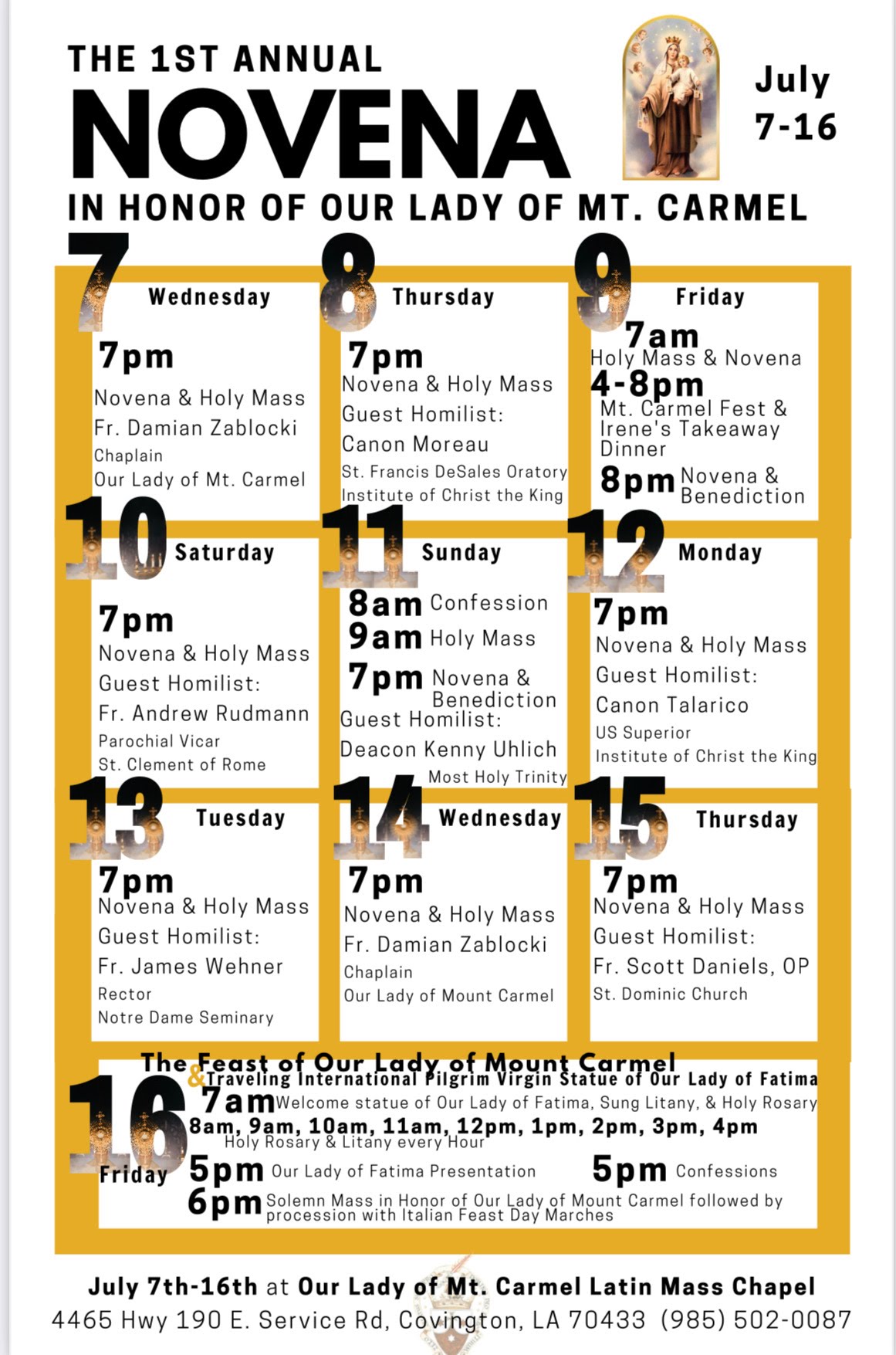 1st Annual Novena in Honor of Our Lady of Mount Carmel Our Lady of