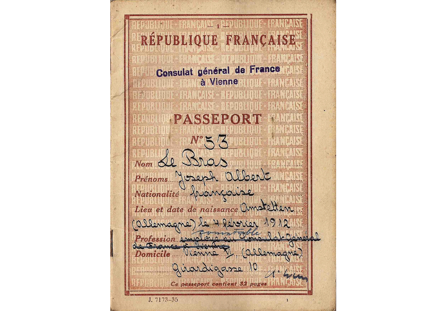 1939 French official's passport Our Passports