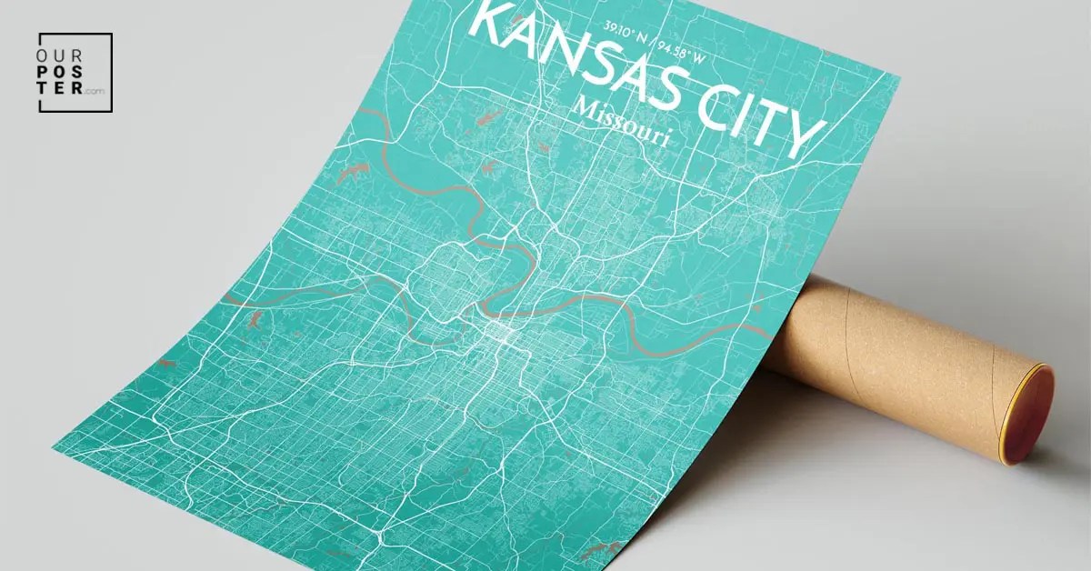 Kansas City City Map, Art Print, Wall Decor
