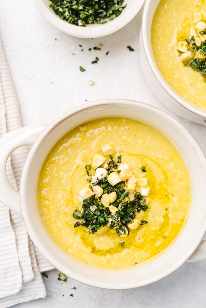 Sweet Corn Soup with Herb Gremolata Our Salty Kitchen
