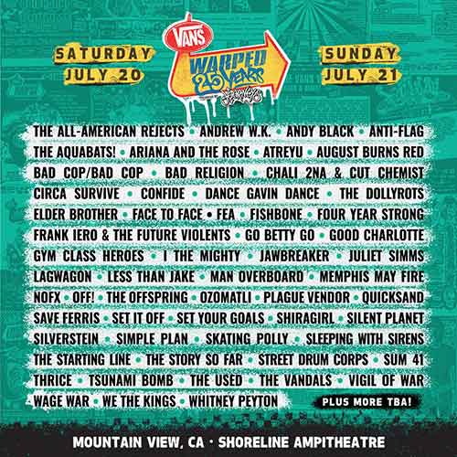 Warped Tour Mountain View 2023 The Vans Warped Tour Announces 25Th Anniversary Lineups - Outburn Online