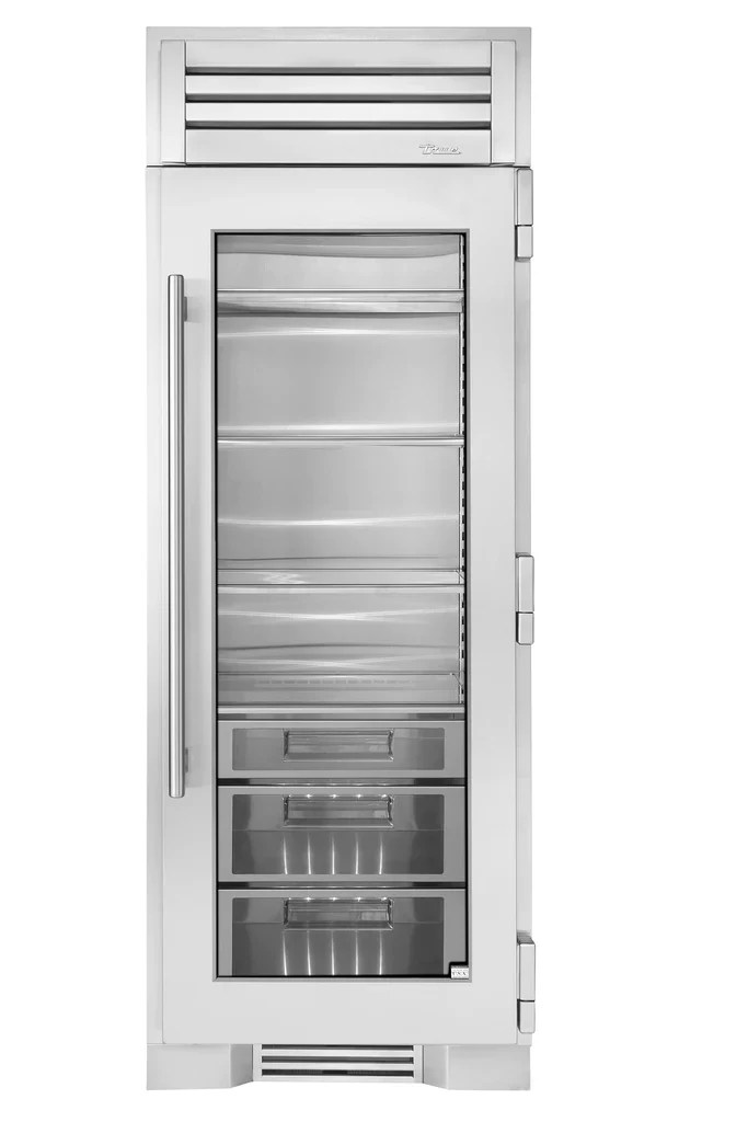 True 30 inch column all refrigerator stainless glass door Outdora