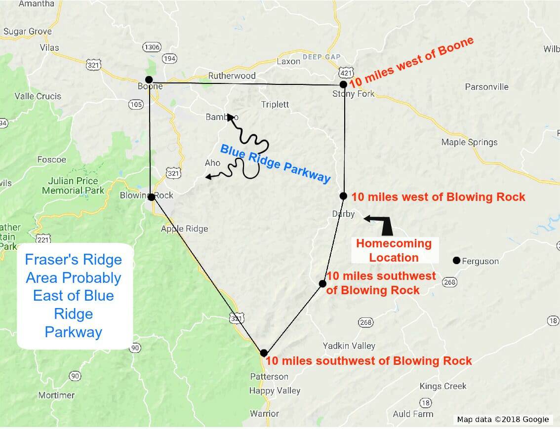 Fraser Ridge Nc Map Fraser's Ridge Area Map Outlander North Carolina