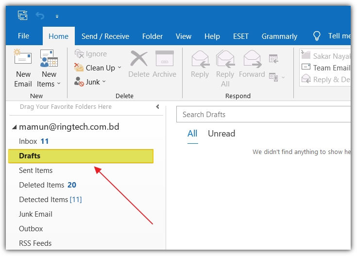 Where did my draft email go in Outlook Outlook School