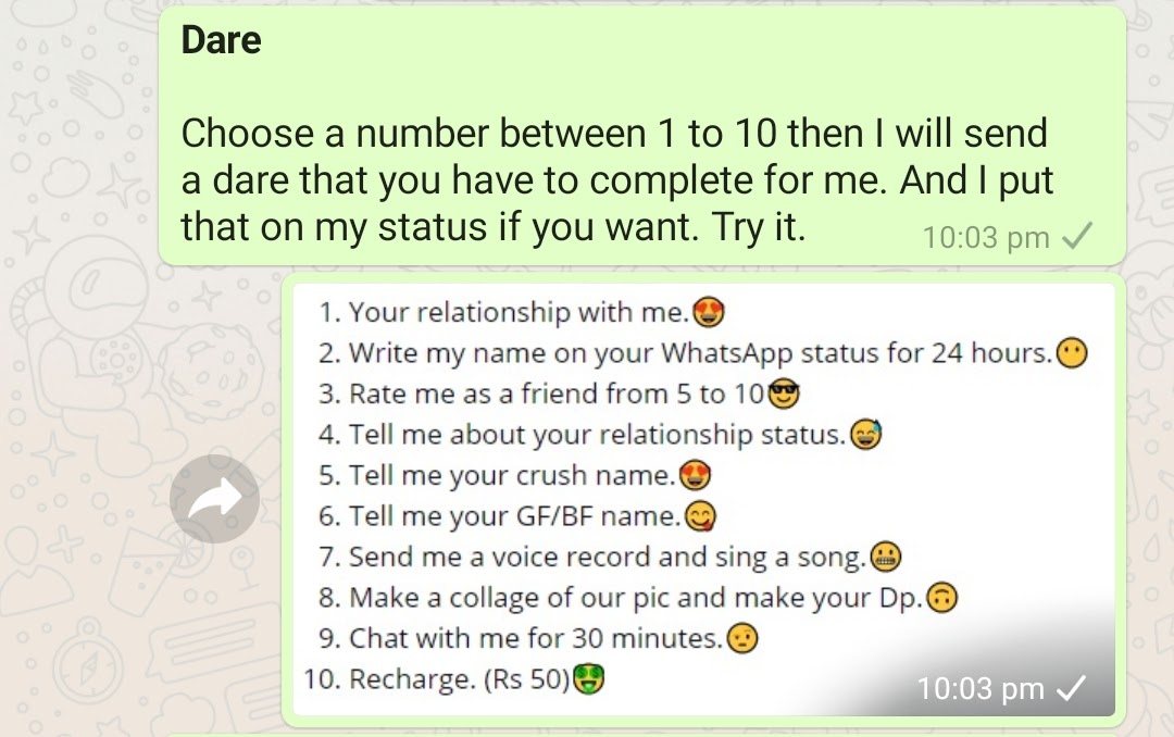 200+ Whatsapp Dare Games Friends, Lovers & Couples