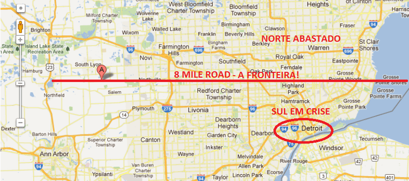 8 Mile Detroit Map 8 Mile Road a divisão de dois mundos outroladodaamerica