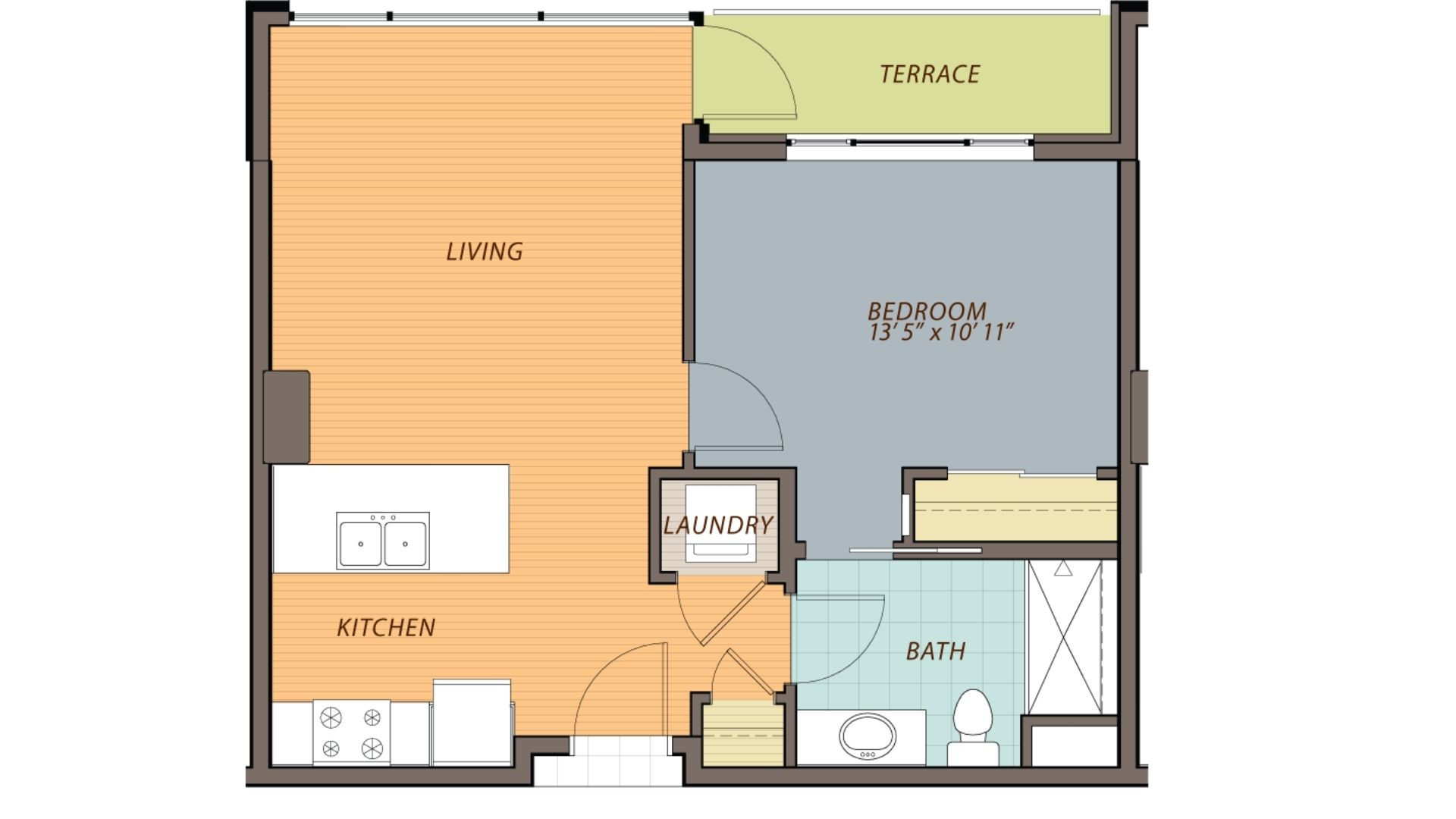 Ovation 309 Floor Plan C One Bedroom Apartment Madison