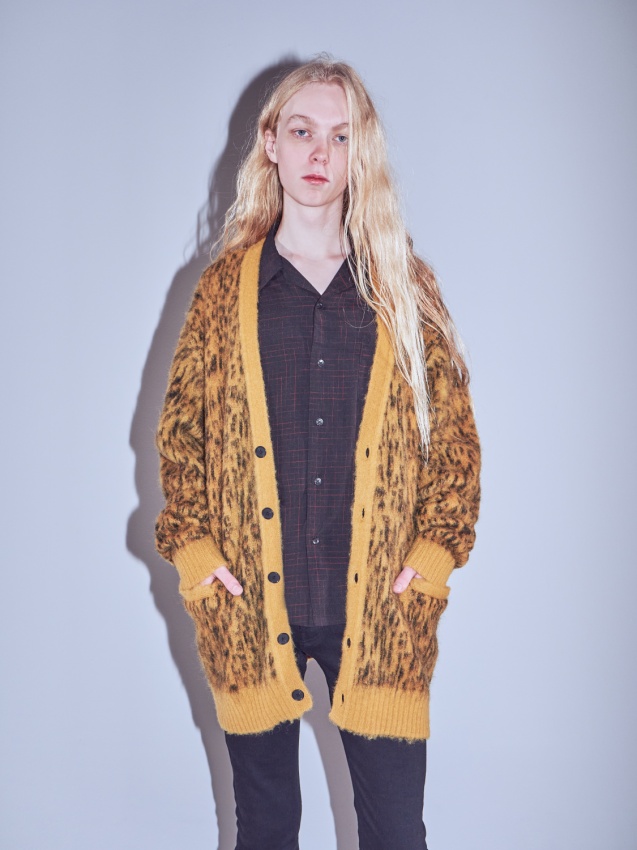 Kid Mohair Leopard Knit Long Cardigan OVER FLOW ONLINE STORE