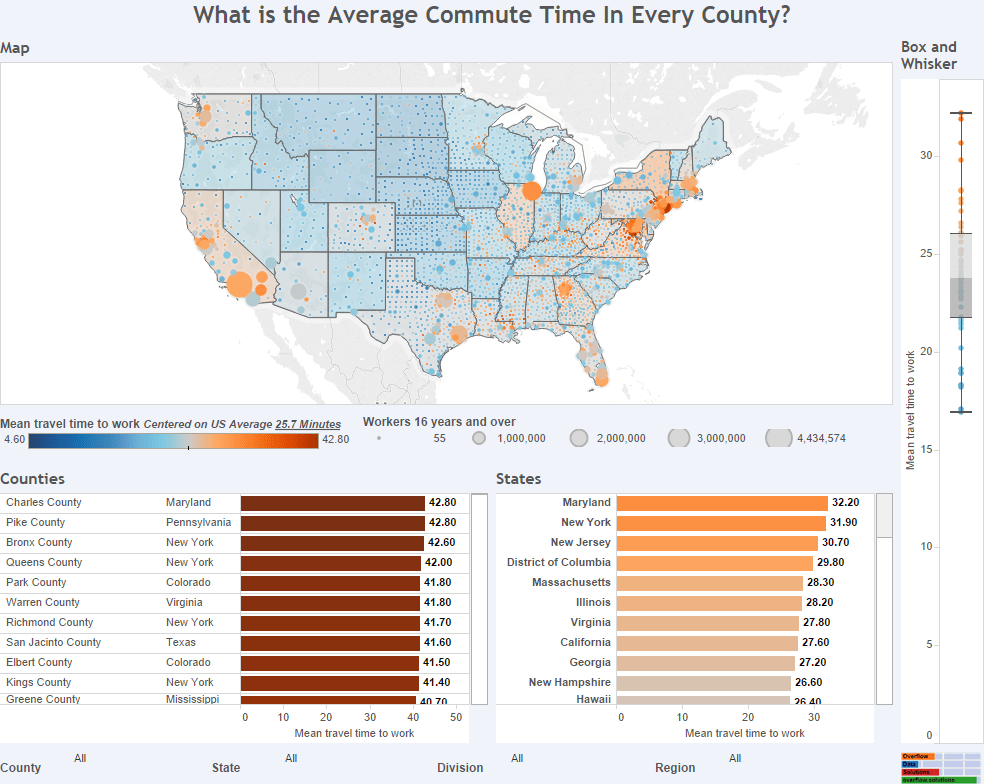 How Long is the Average Commute to Work in Every US County? Mobile