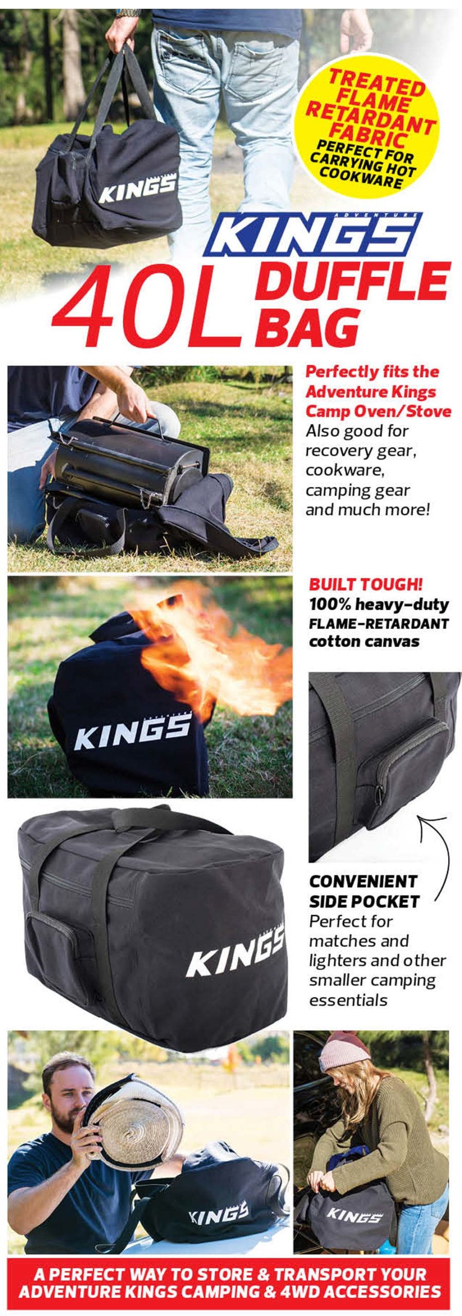 Kings HeavyDuty Duffle Bag 40L Capacity UltraStrong Cotton Canvas
