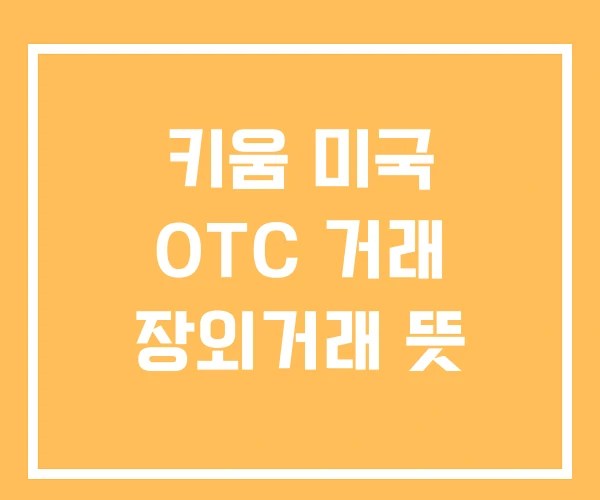 키움 미국 OTC 거래 장외거래 뜻 키움 미국 OTC 거래 장외거래 뜻