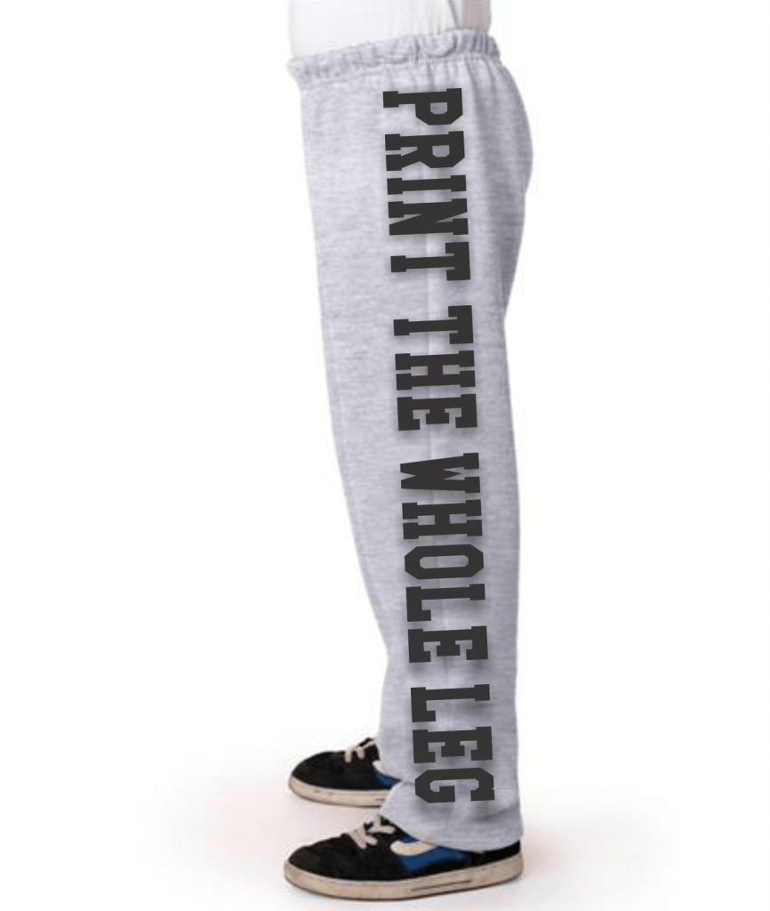 Custom Sweatpants Printing Down Leg Screen Printing