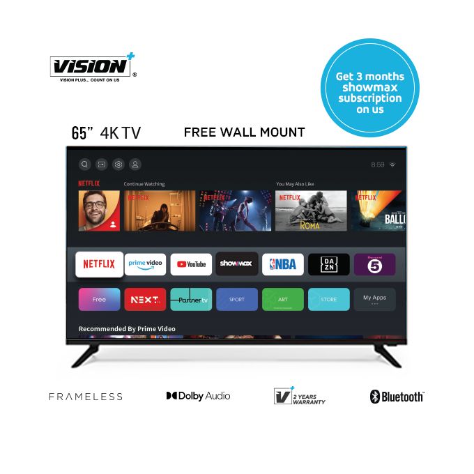 Vision Plus VP8865KE 65 Inch Smart TV In Kenya Overtech