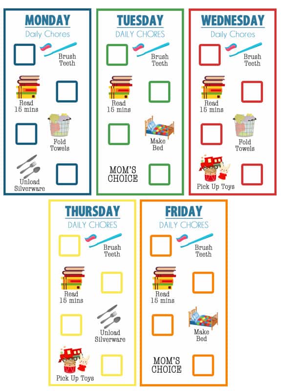 Little Kid Chore Charts (Ages 24) Over The Big Moon