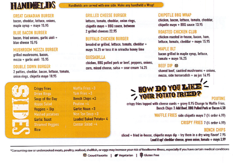 Overtime Restaurant and Sports Lounge » Menu