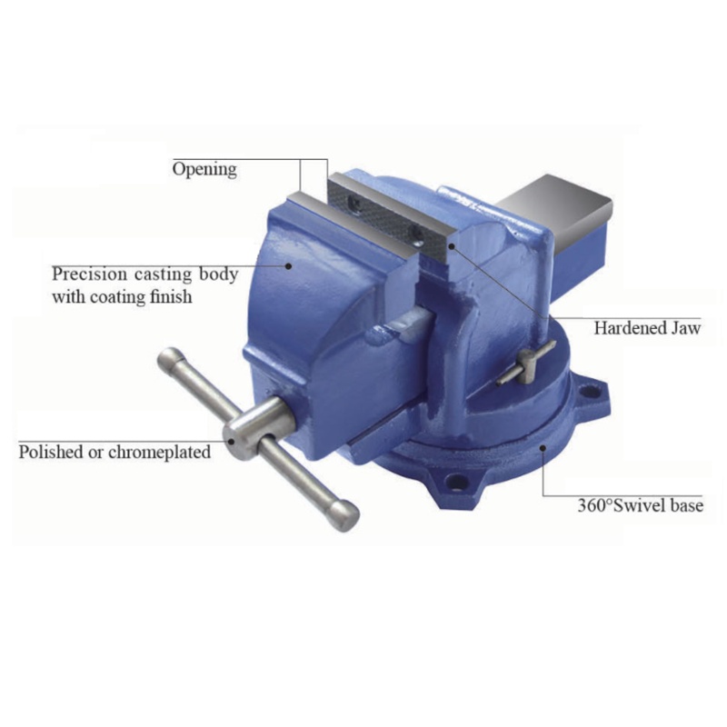 Light Duty Adjustable Bench Vise Swivel Base Without Anvil Machine Vice