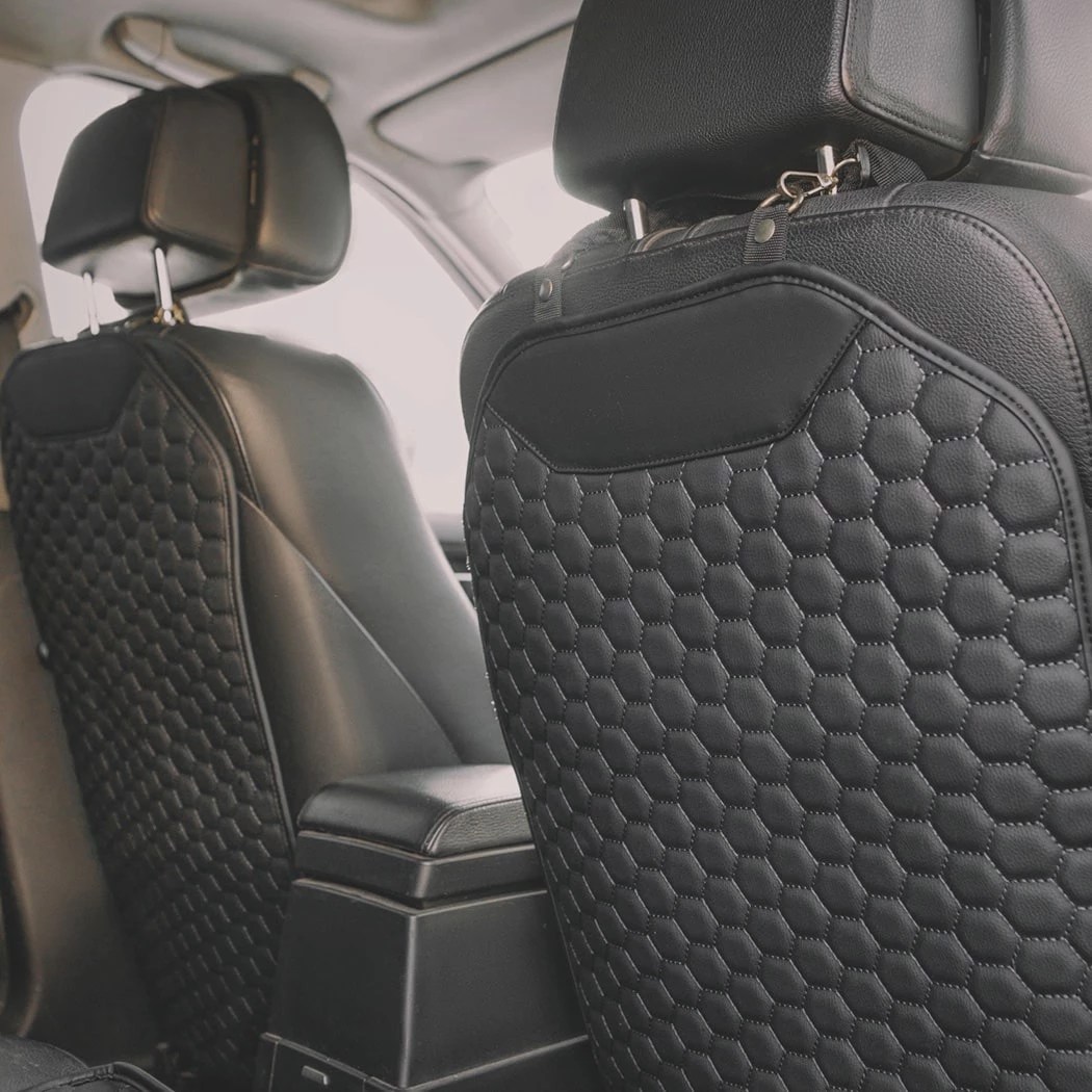 Car Seat Back Protector Kick Mat Black "Hexy" Owleys Owleys