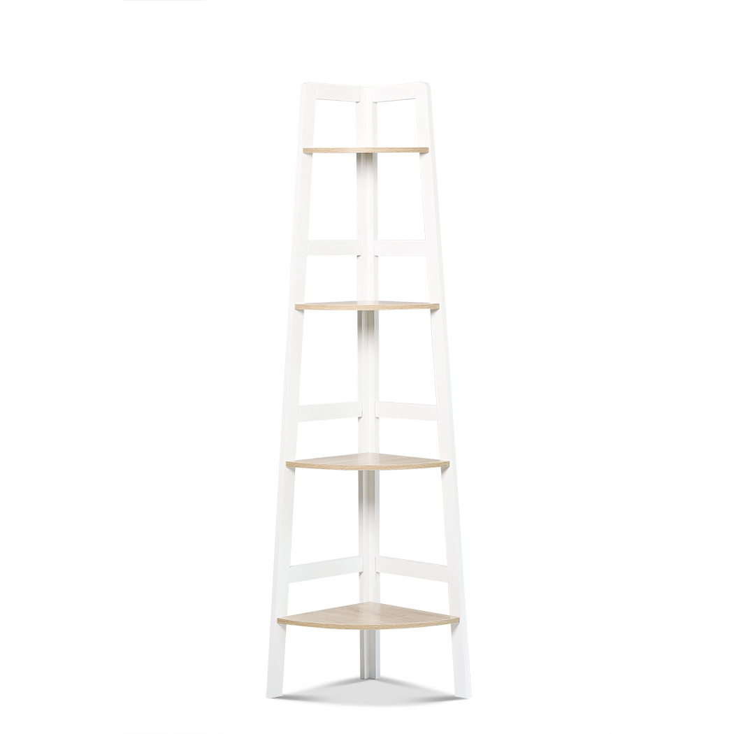 Hawaii 4 Tier Display Ladder Corner Shelf Rack White OwlNest