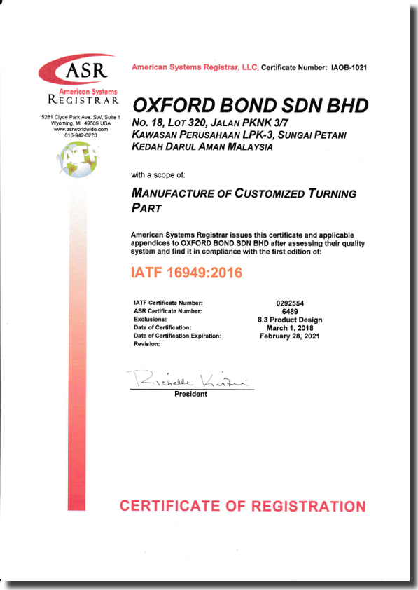 Awards And Certificate Oxford Bond Sdn. Bhd.