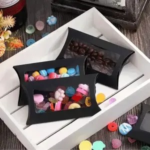 Custom Black Pillow Boxes Wholesale OXO Packaging